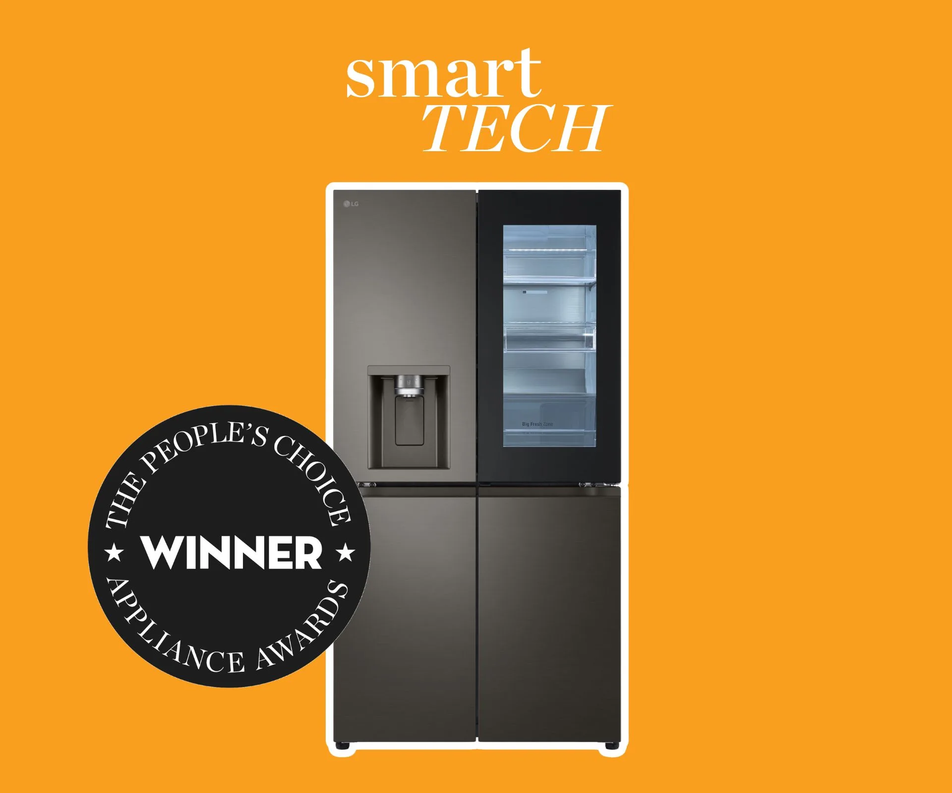 LG 642L French door fridge with InstaView is a winner in the Better Homes and Gardens Peoples' Choice Appliance Awards