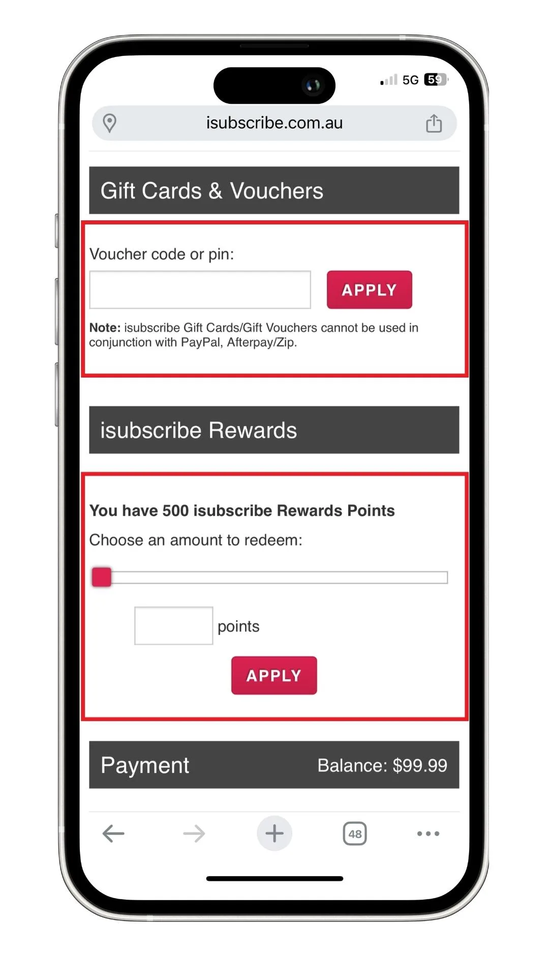 How to apply your $5 iSubscribe discount at checkout.