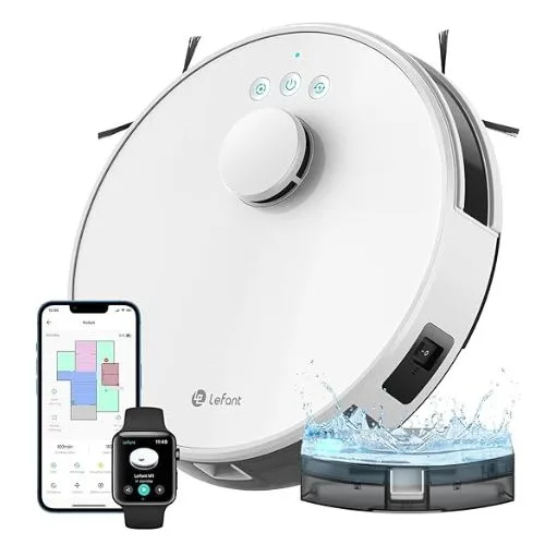 Lefant M1 Robot Vacuum dToF Navigation Robot Vacuum Cleaner and Mop 5500Pa Strong Suction - white colour