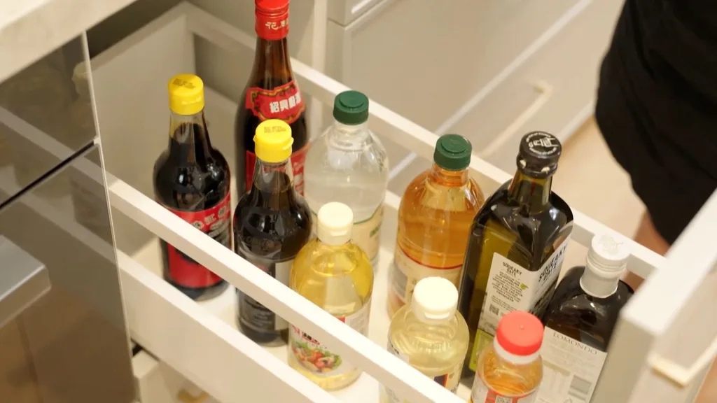 nagi's sauce drawer in her nwe kitchen