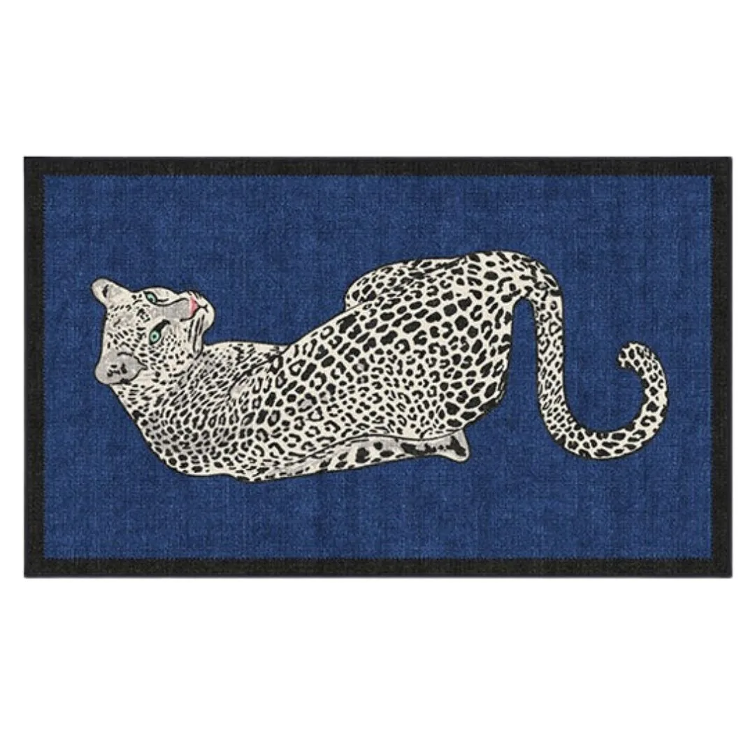 Product image of Ruggable Snow Leopard Sapphire Flatwoven, as part of the 2025 Ruggable Black Friday sale