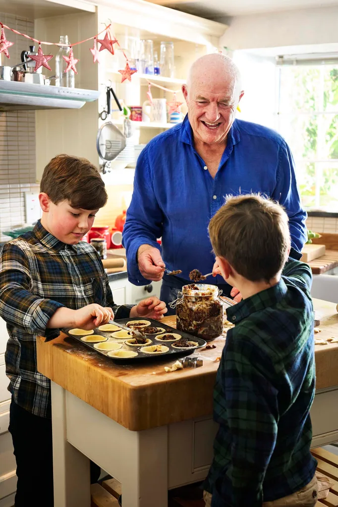 Chef Rick Stein making mince pies for Christmas with his two grandsons