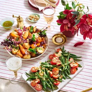 Air fryer vegie salad with toasted hazelnuts