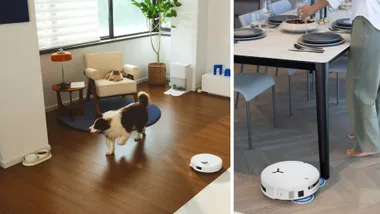 Best robot vacuum Australia, featuring (L-R): Roborock Qrevo EdgeC and ECOVACS DEEBOT T50 Max Pro Omni in white