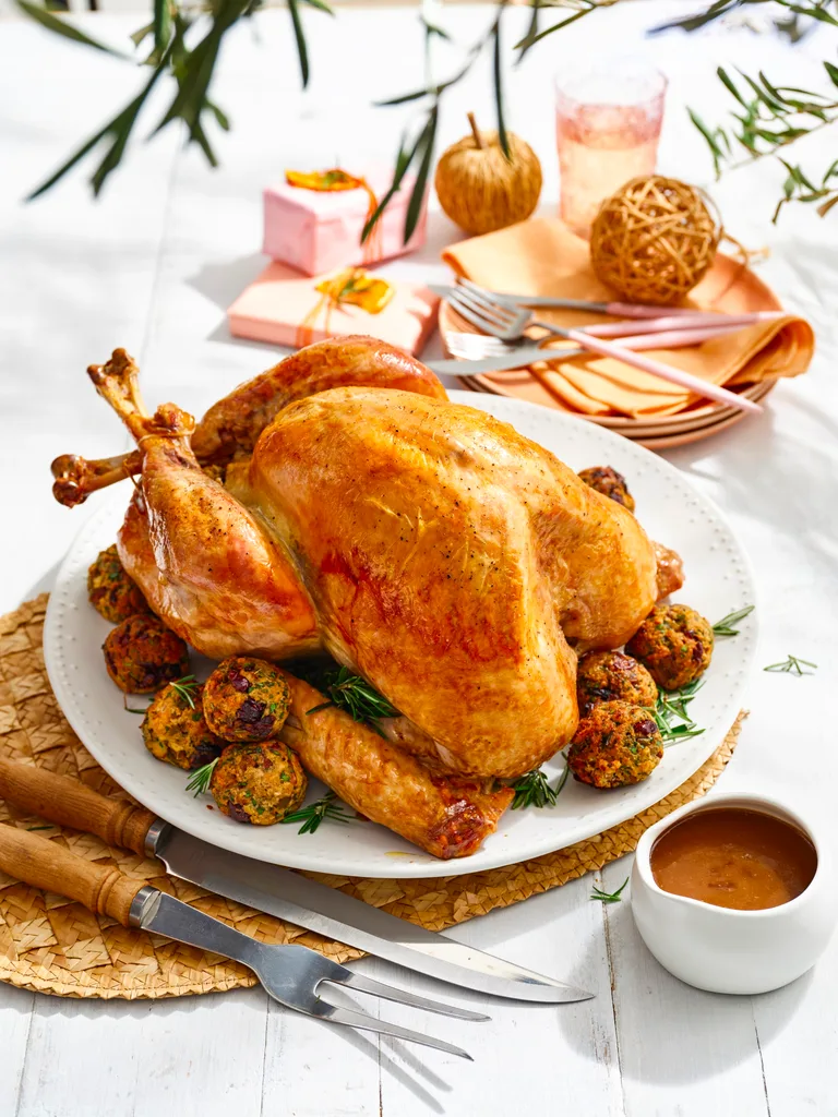 Turkey with pistachio and craisin stuffing