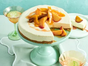 Impress your guests with this delicious no-bake peach cheesecake