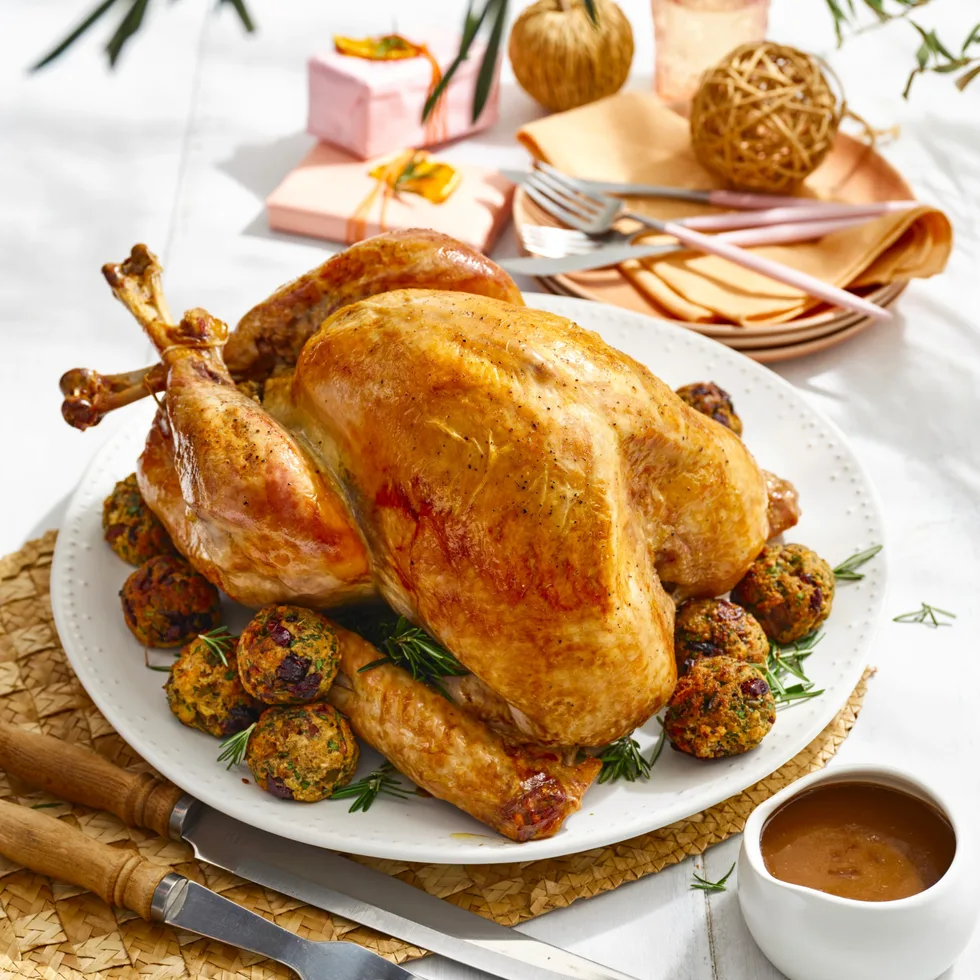 Turkey with pistachio and craisin stuffing