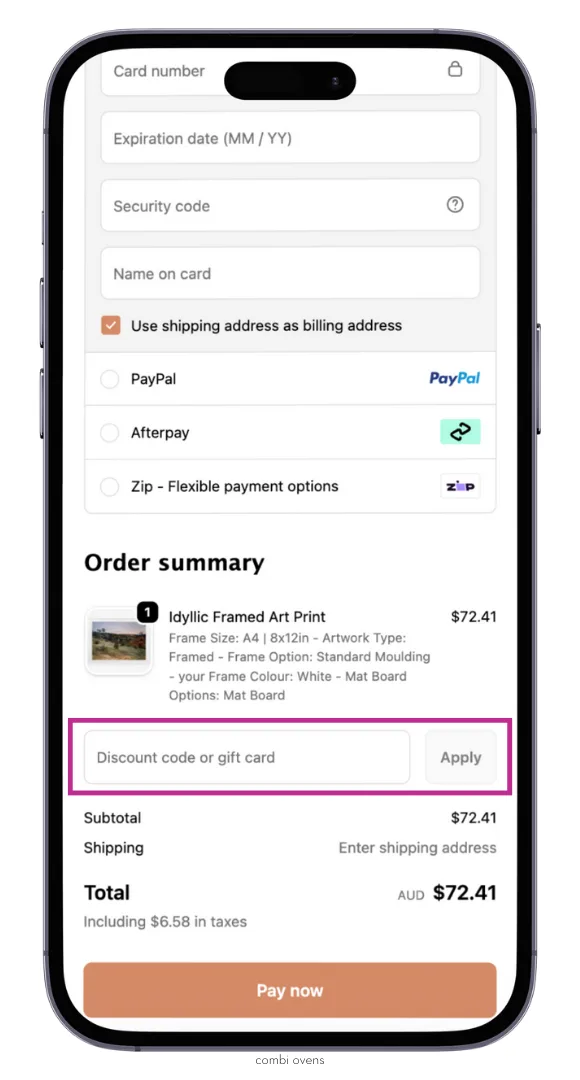 Urban Road discount code field at the checkout