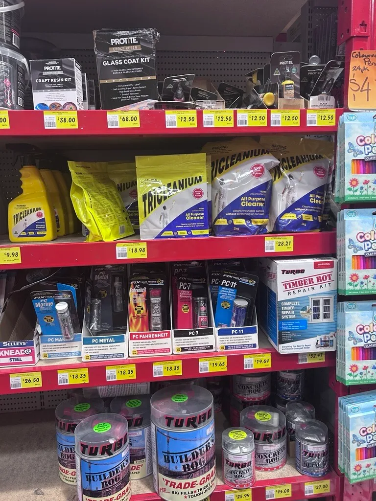 Tricleanium degreaser on a shelf at Bunnings Warehouse