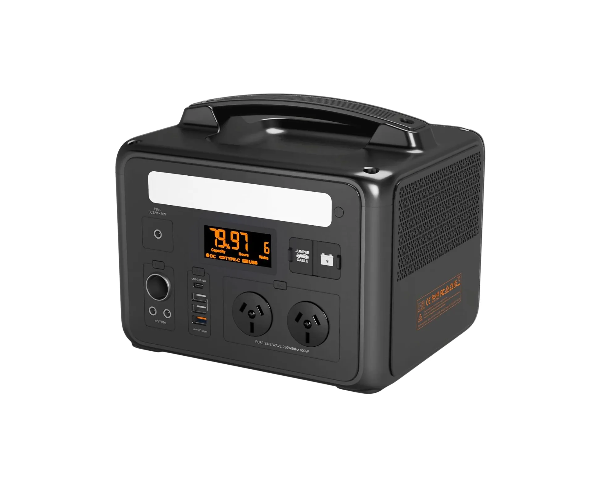 Product photo of VoltX 600w Portable Power Station 307Wh LiFePO4 Solar-Ready Battery, best portable power station for camping