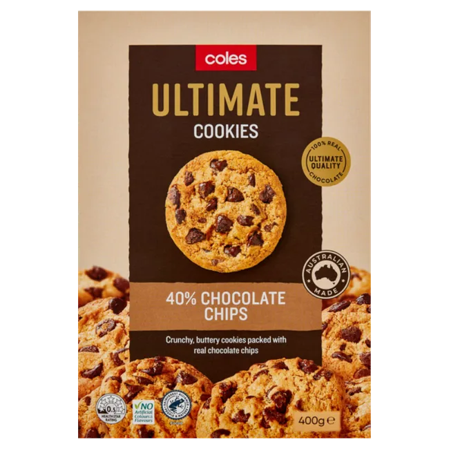 coles ultimate cookies 40% chocolate chips