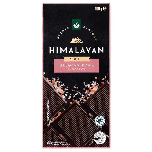 woolworths himalayan salt dark chocolate block