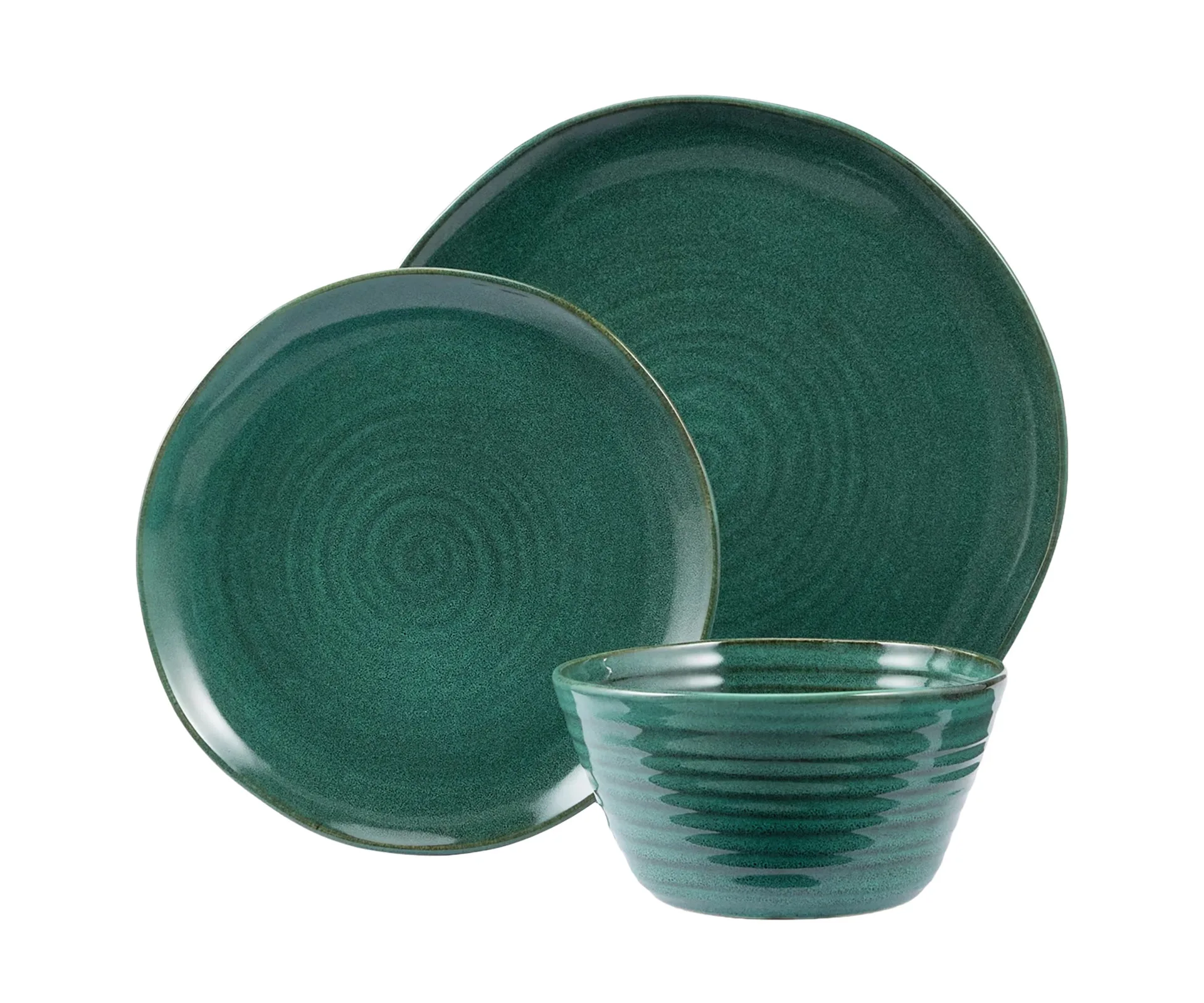 Forest green textured plates from Kmart