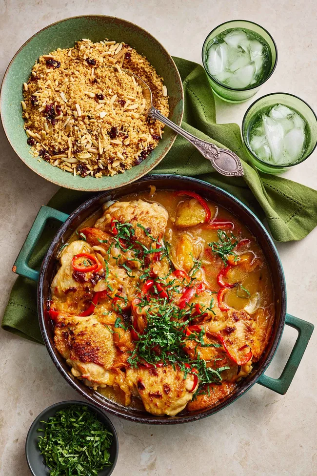 Matt Moran's apricot chicken recipe served with couscous