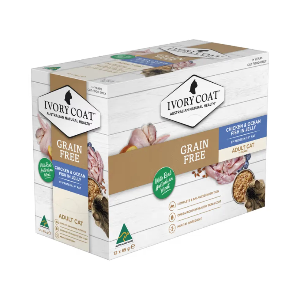 Grain Free Wet Cat Food Adult Chicken Fish Jelly Ivory Coat + Best PetCircle Sales + Cat Food Sale