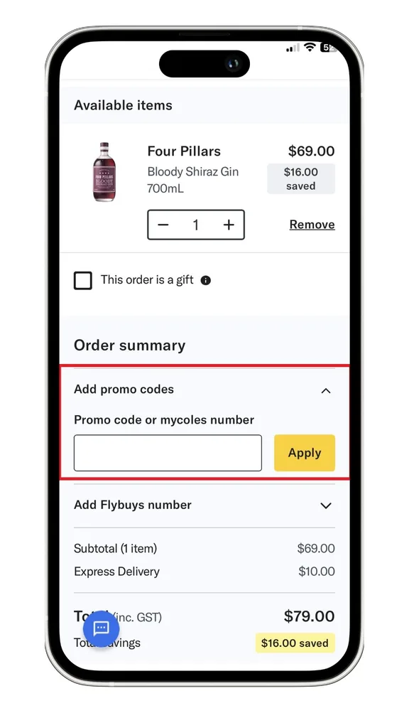 The Liquorland discount code field at the checkout
