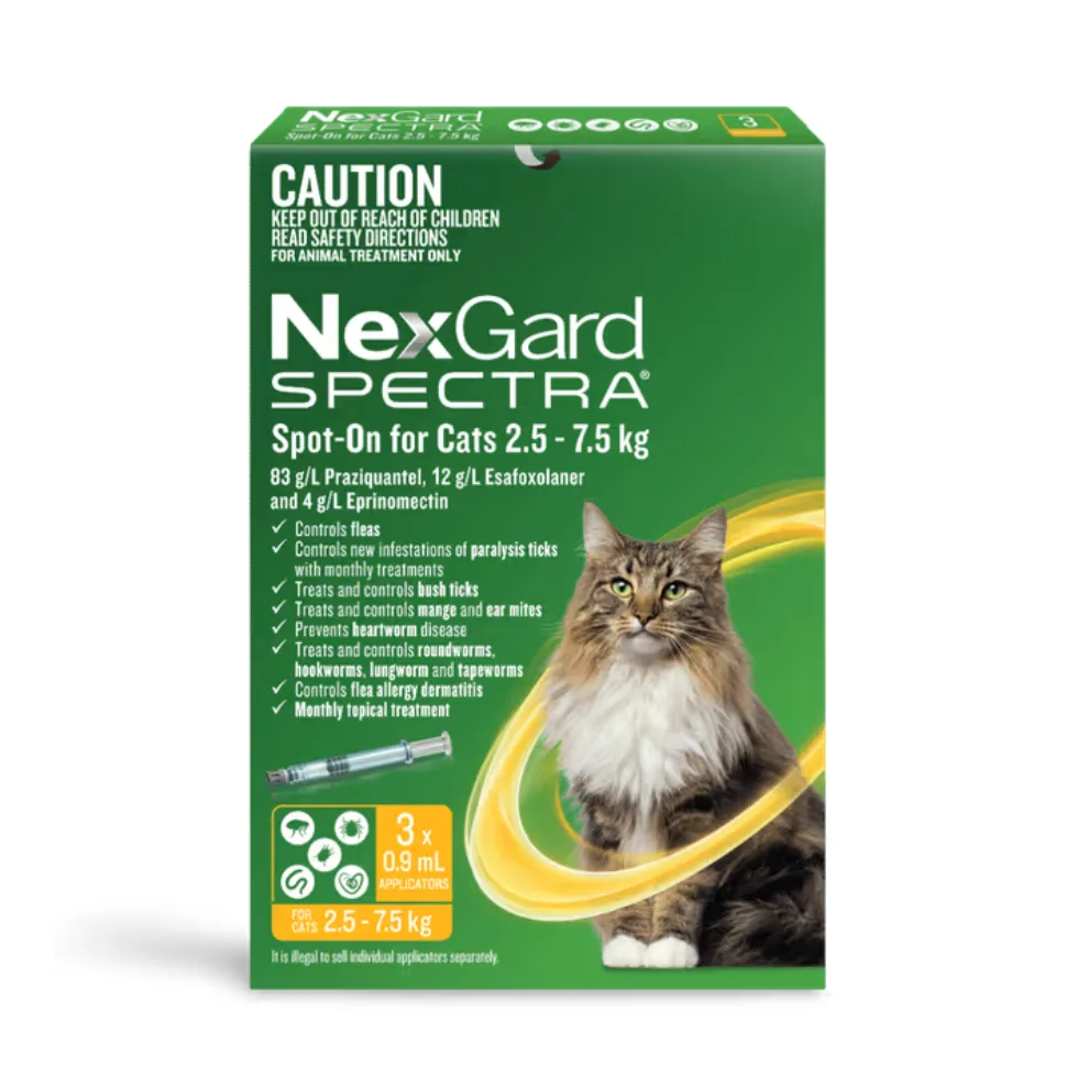 Nexguard Spectra Spot On For Large Cats Yellow + Flea and Workimg Treatment Sale + Pet Circle Sale.1