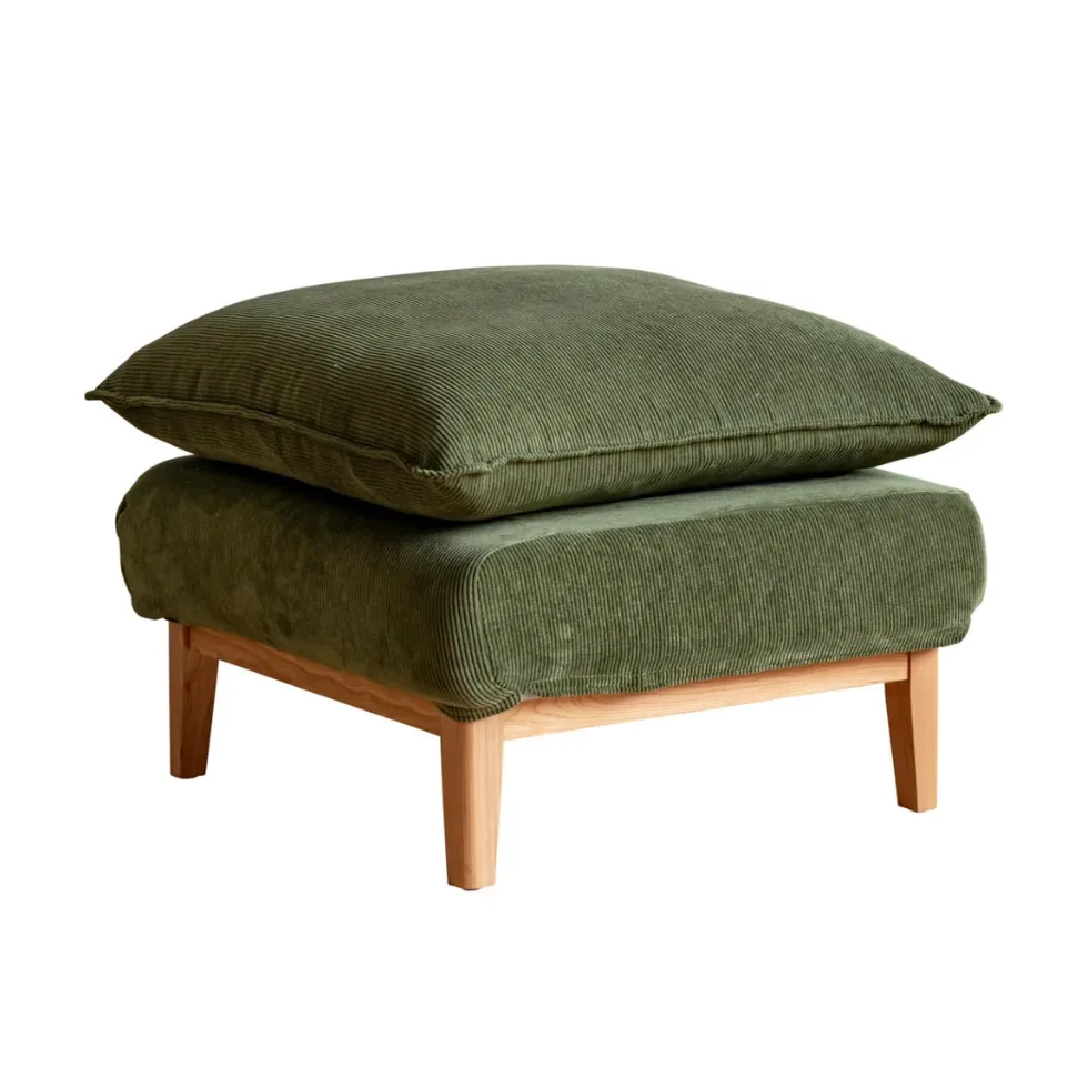 Noosa Corduroy Fabric Ottoman Footstool, Olive Green LivingStyles + Affordable Furniture Australia 2026 + Cheap Furniture.