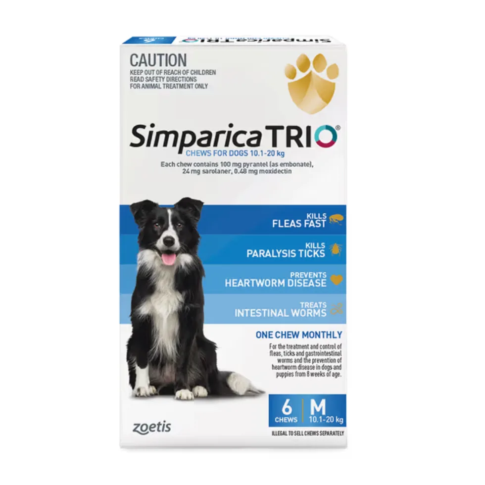 Simparica Trio Chews for Medium Dogs 10.120kg + Flea and Workimg Treatment Sale + Pet Circle Sale.o