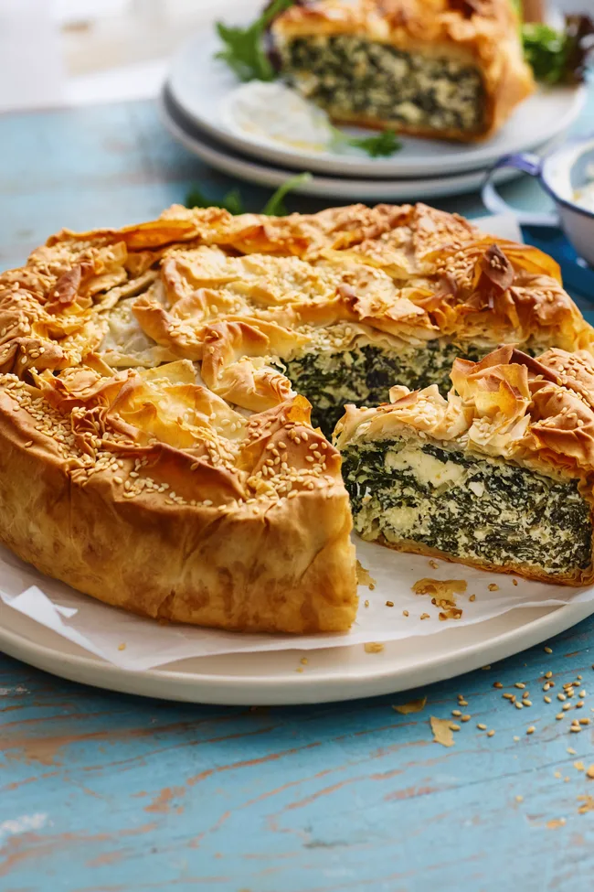 spinach ricotta feta filo pie