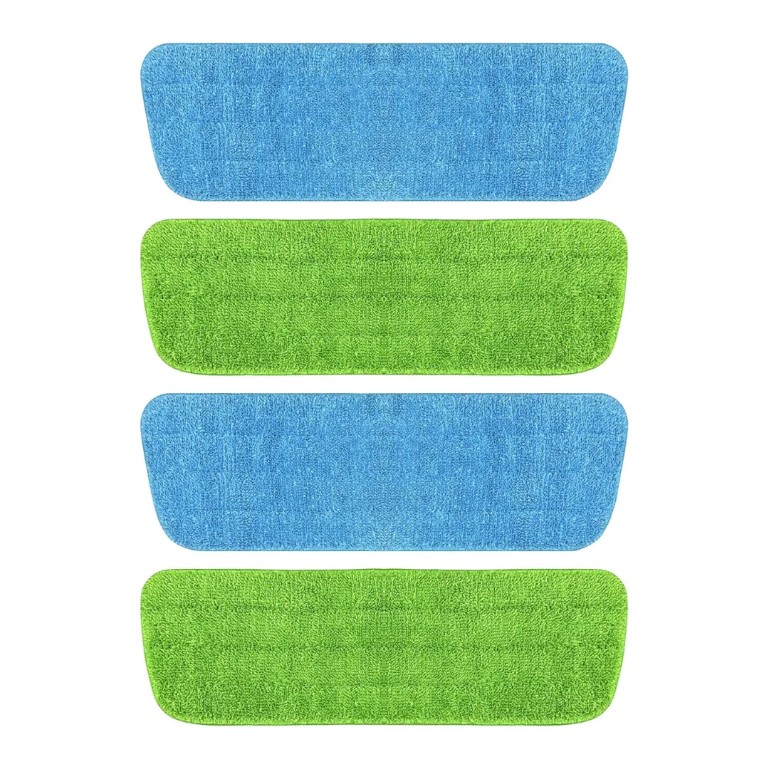 four replacement mop pads in blue and green, arranged in alternating colours
