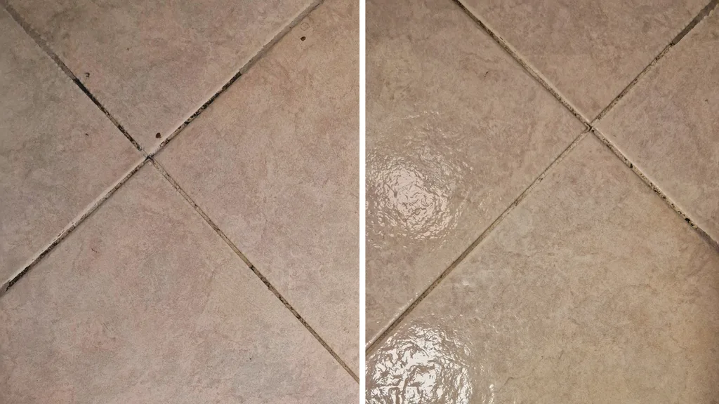 Britex Grout and Tile Cleaner before and after comparison