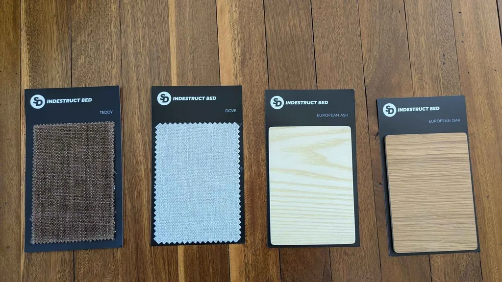 Sleeping Duck discount code guide: the four free swatches I requested for the Indestruct Bed.