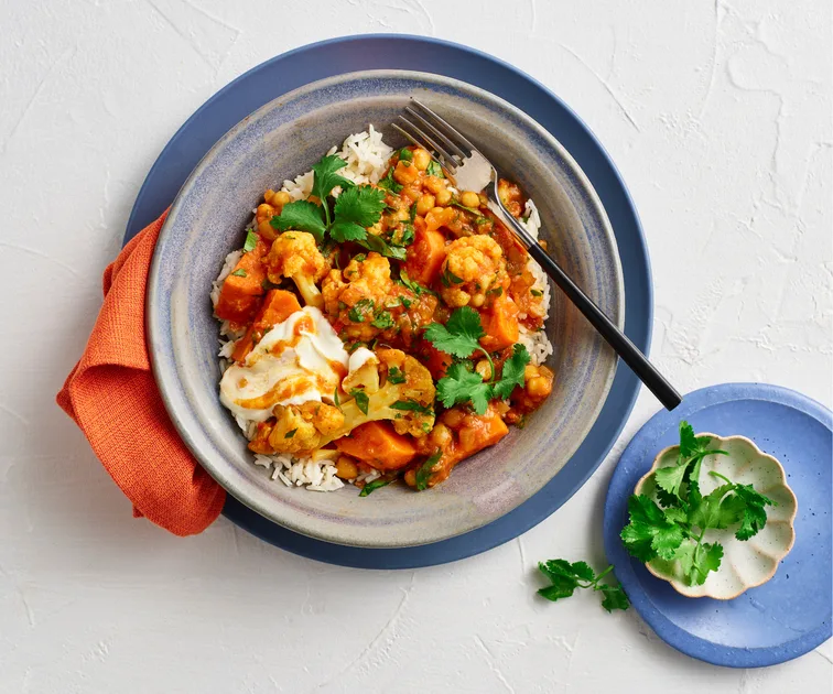 35-minute vegetable and chickpea curry for one