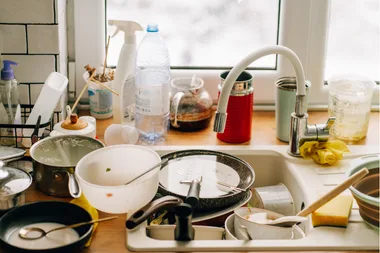 messy kitchen dishes