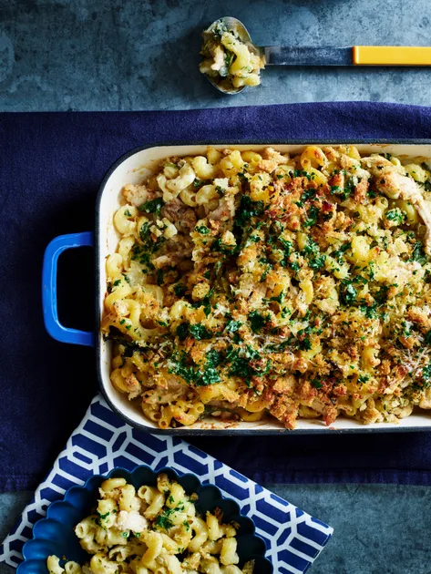 This Chicken Kiev pasta bake is a dinner picky kids look forward to