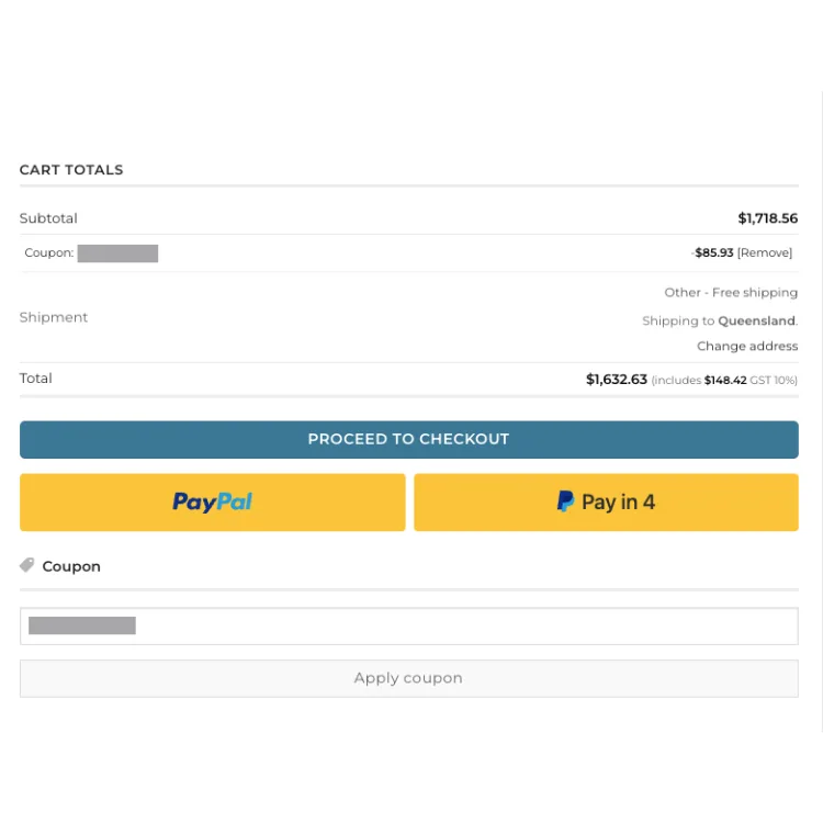 A screenshot of how BHG verifies a discount code at checkout.