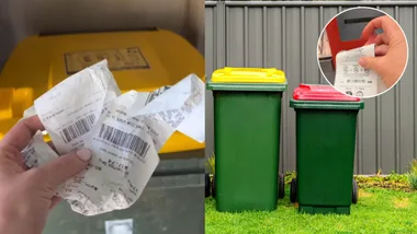 recycling bins with receipts