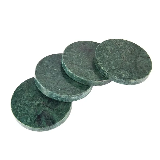 4 Green Marble Coasters