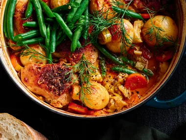 One pan winter roast chicken in milk