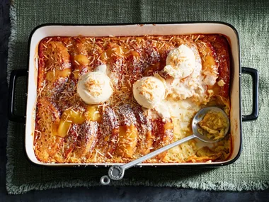 Bread and butter pudding is better when you make it with crumpets