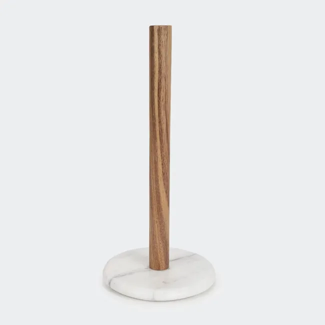 Marble & Acacia Paper Towel Stand