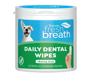 TropiClean Fresh Breath dog finger dental wipes