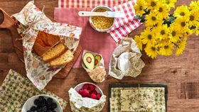 Use offcuts of fabric to create your own beeswax wraps for storing food