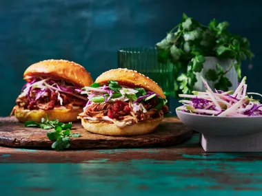 Make simple pulled pork burgers using the slow cooker