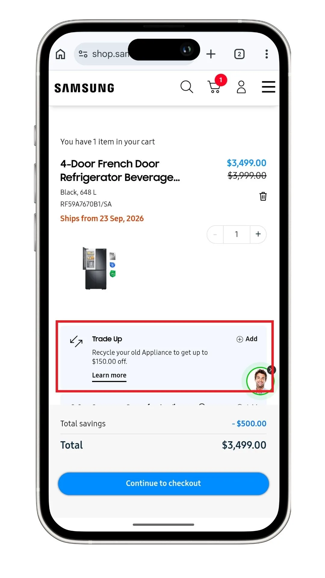 Beyond a Samsung promo code, the Trade-Up program offers instant discounts at the checkout when you recycle eligible old appliances for new Samsung ones.