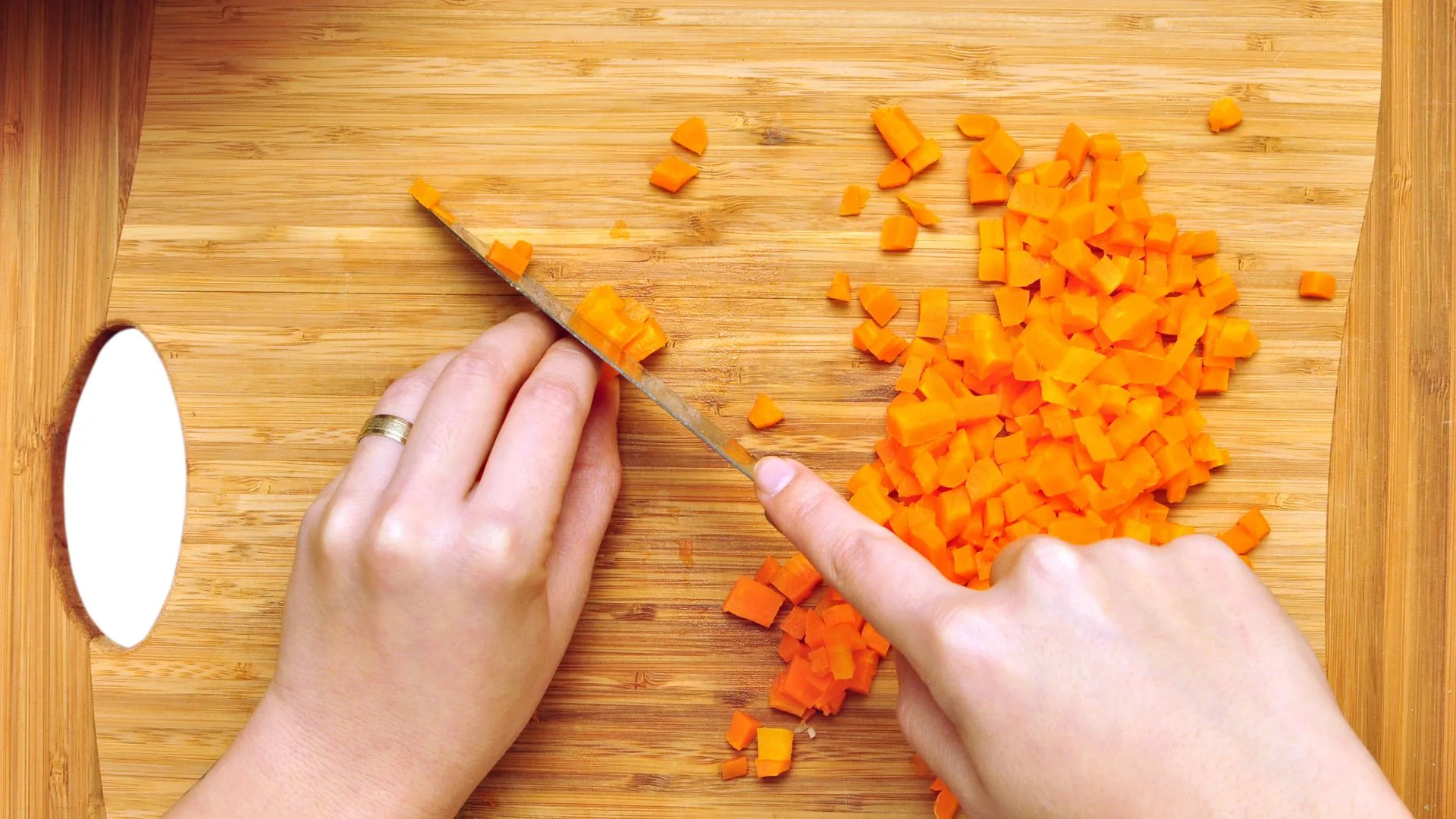 chopping carrots