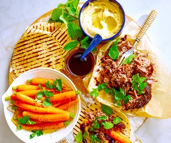 Try Matt Moran’s roast lamb shawarma with carrot salad