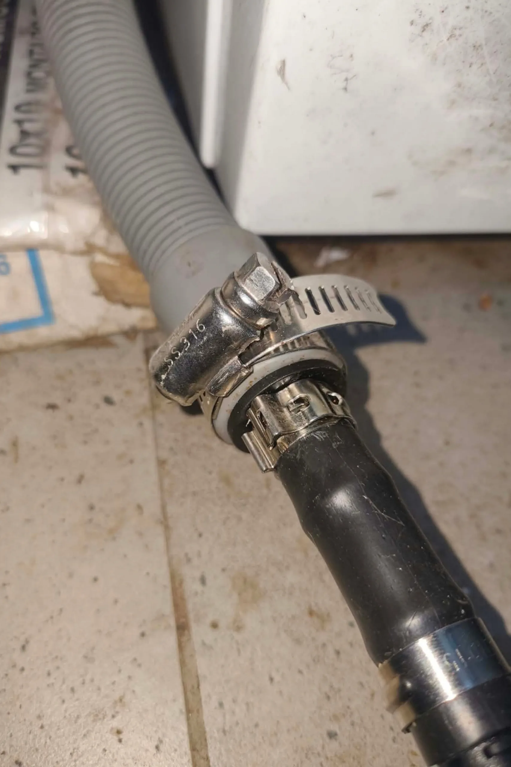 irrigation connection to washing machine close up of reducer