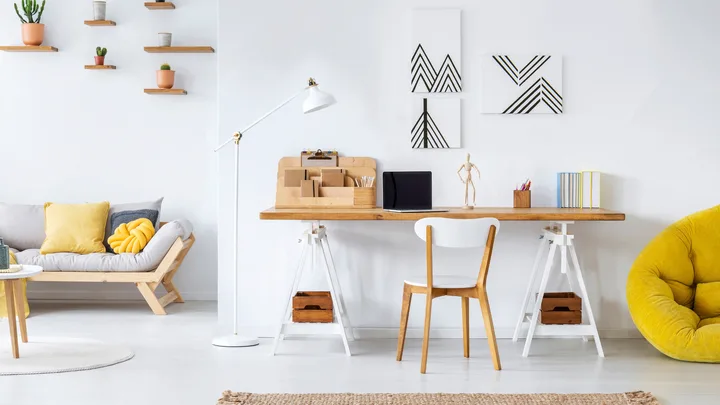How to set up a home office + Home office ideas + mid century modern office + scandi Office