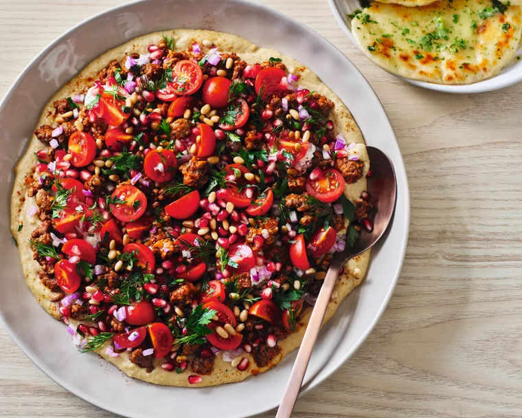 Simple Home Edit’s easy spiced lamb loaded hummus
