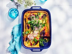 Get your daily serve of veg with this rainbow quiche
