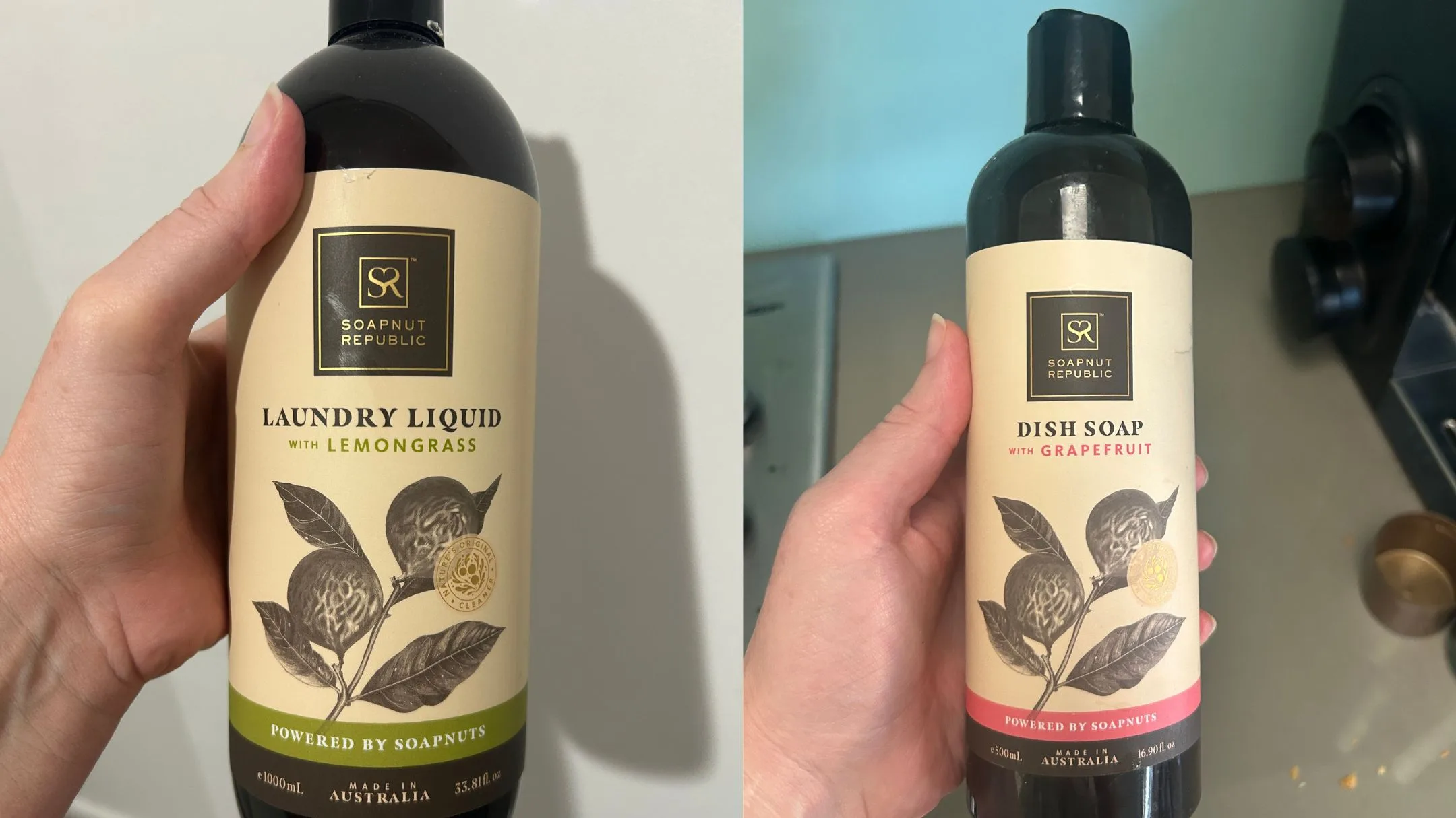 soapnut republic laundry liquid and dish soap.