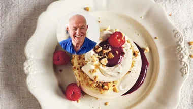 Rick Stein’s hazelnut pavlova with dark berry sauce is seriously addictive