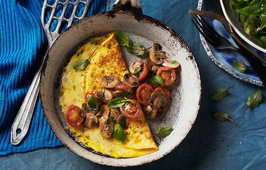 Mushroom and tomato omelette