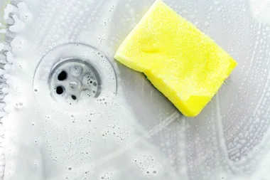 cleaning the sink